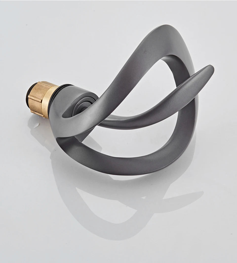 Creative Matte Golden Bathroom Basin Faucet Black Waterfall Vessel Sink Faucet Brass Vanity Sink Mixer Tap Hot Cold Basin Faucet