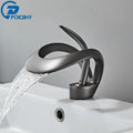 Creative Matte Golden Bathroom Basin Faucet Black Waterfall Vessel Sink Faucet Brass Vanity Sink Mixer Tap Hot Cold Basin Faucet