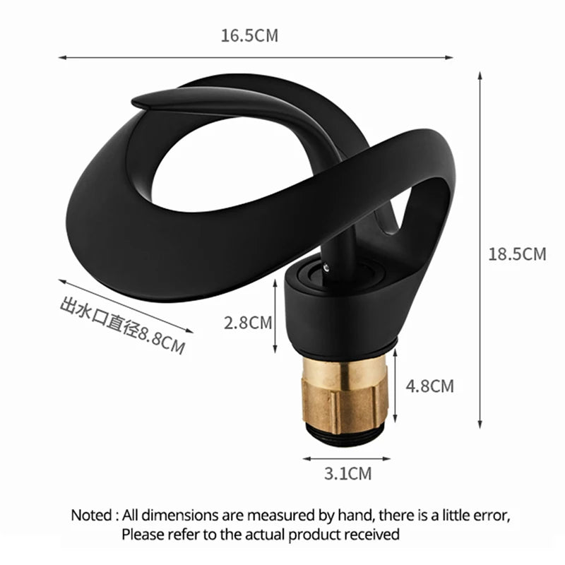 Creative Matte Golden Bathroom Basin Faucet Black Waterfall Vessel Sink Faucet Brass Vanity Sink Mixer Tap Hot Cold Basin Faucet