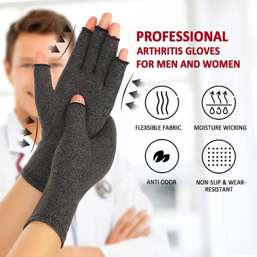 Arthritis Compression Gloves Relieve Pain From Rheumatoid, RSI, Carpal Tunnel, Fingerless Gloves for Computer Typing & Dailywork