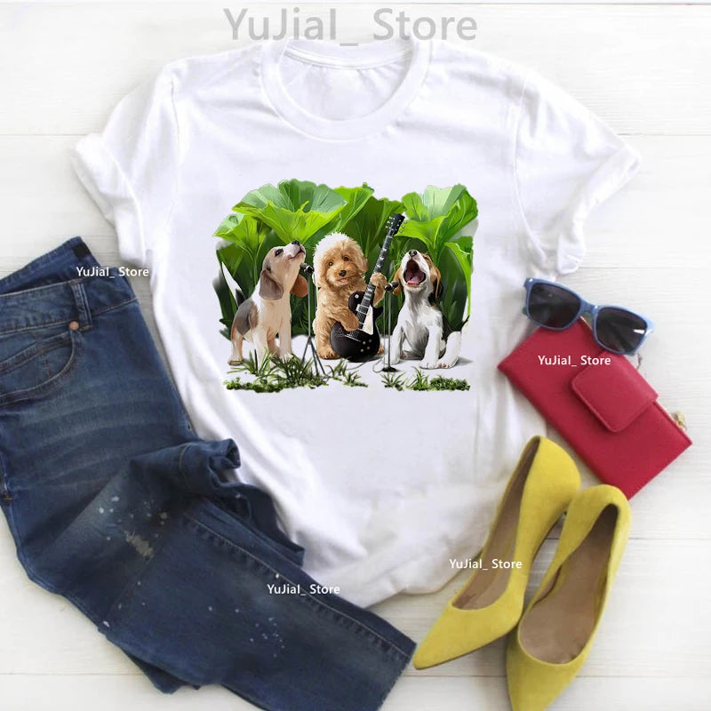 New Summer Style Women's t-shirt cute Yorkshire terrier dog Animal Print T-Shirt Femme Harajuku Kawaii tshirt Fashion Women Tops